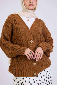 Dropped shoulder -v neck knitted cardigan + solid knitted cardigan